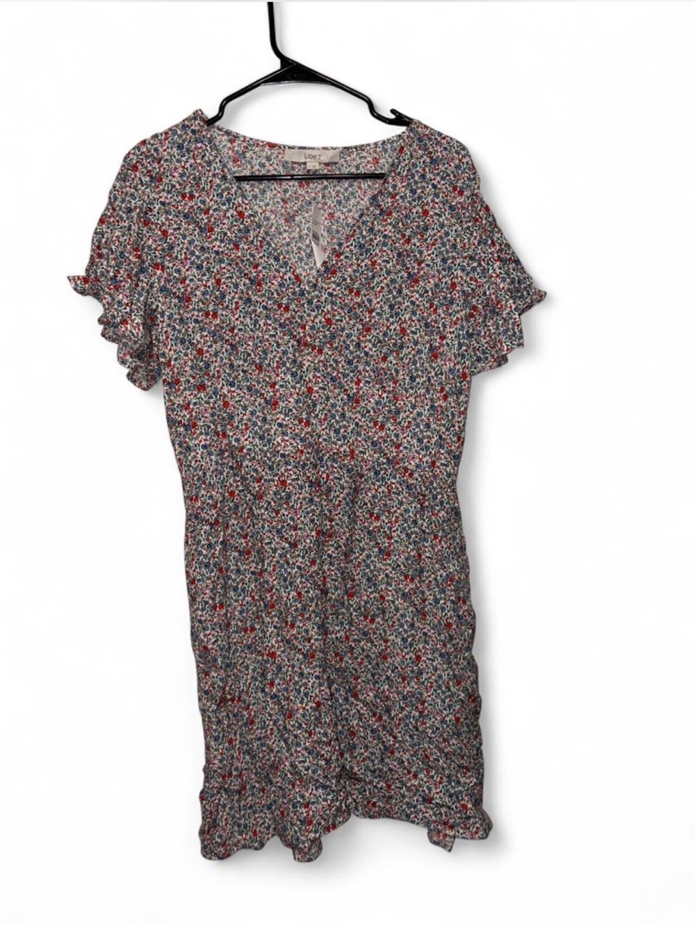 LOFT Floral Mini Dress in Navy, Red, White